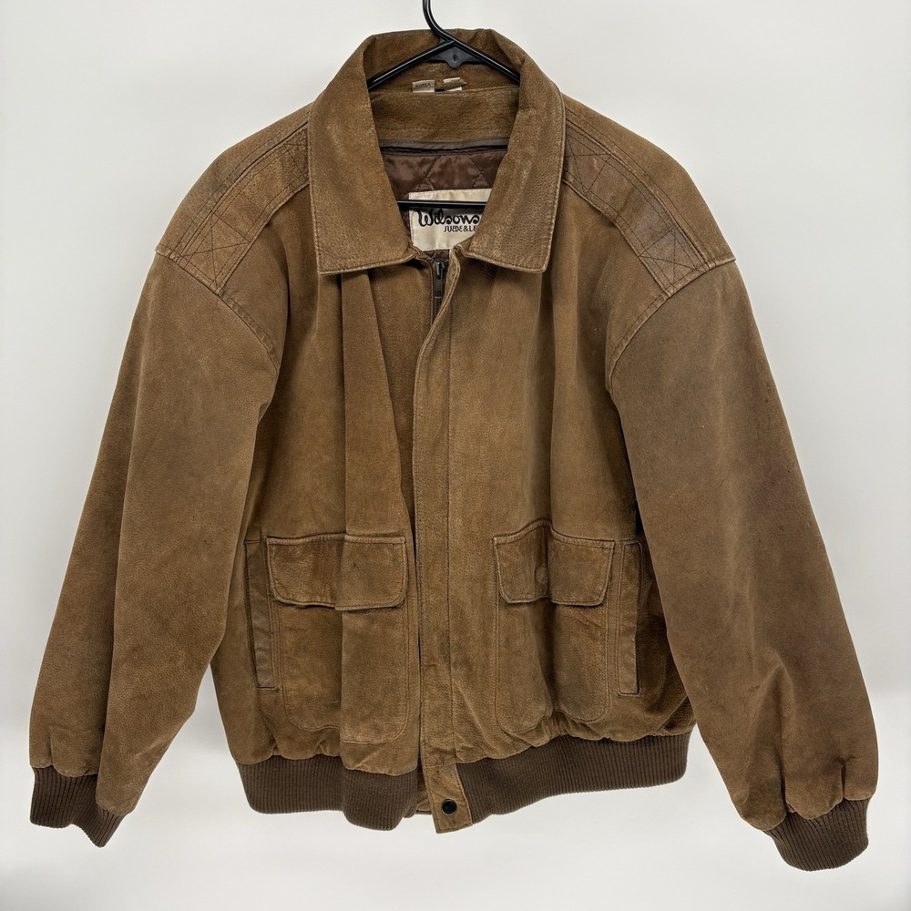 Vintage Wilson's Leather‎ Collared Aviator A-2 Bomber Jacket Quilted Retro XL